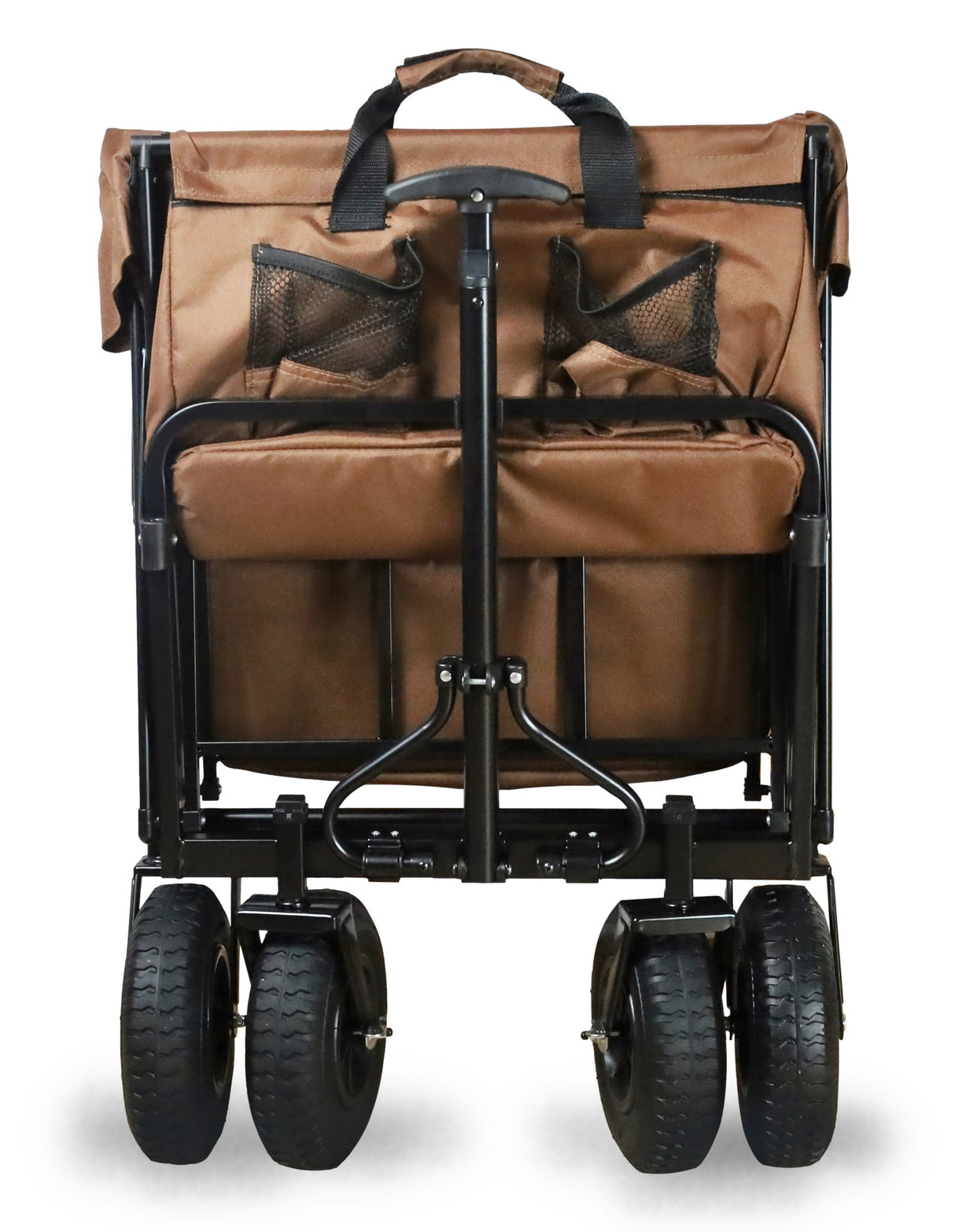 FROSAL Bollerwagen Nick PRO braun faltbar mit Schiebegriff Dach & Bremse