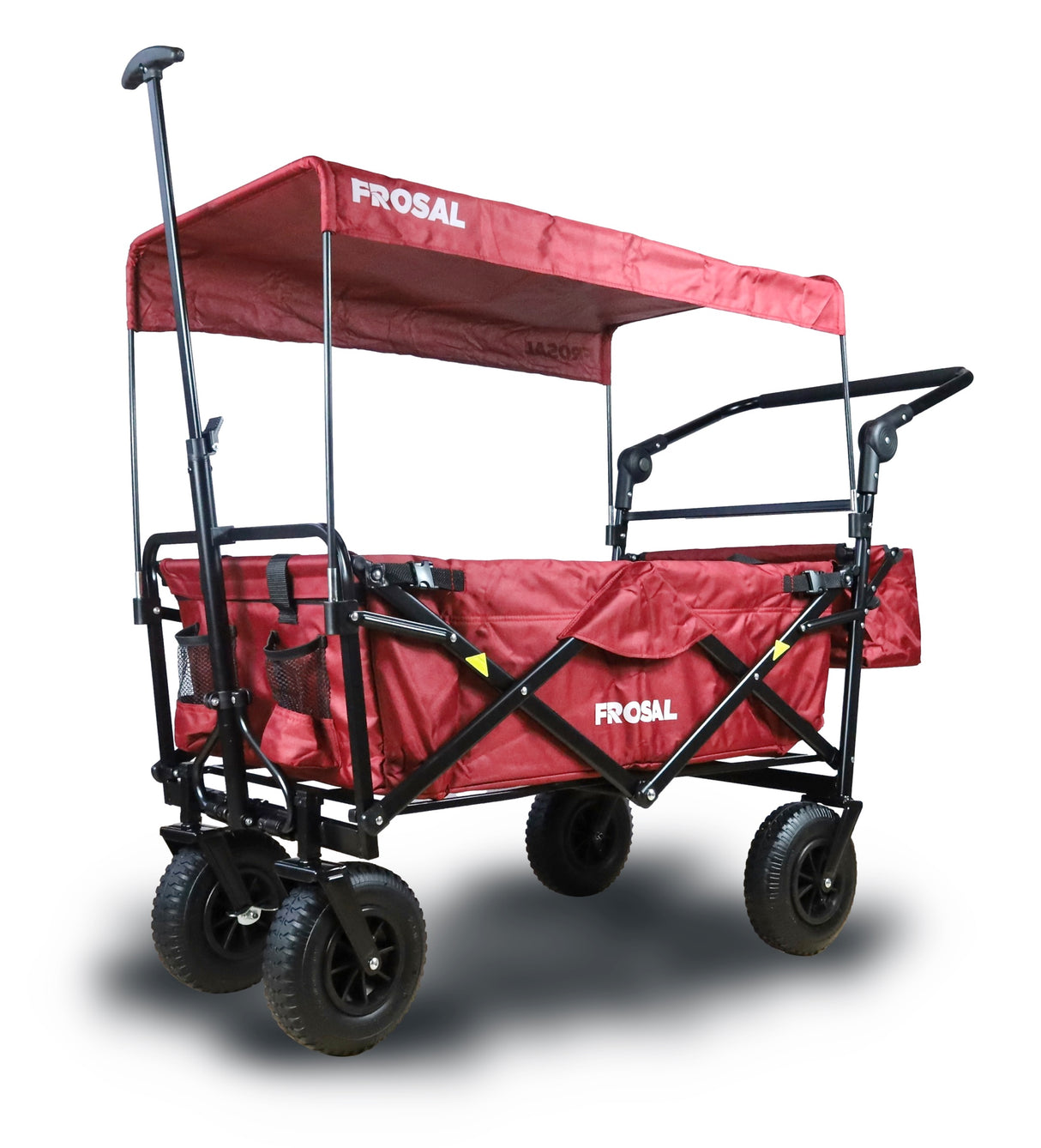 FROSAL Bollerwagen Nick PRO rot faltbar mit Schiebegriff Dach & Bremse