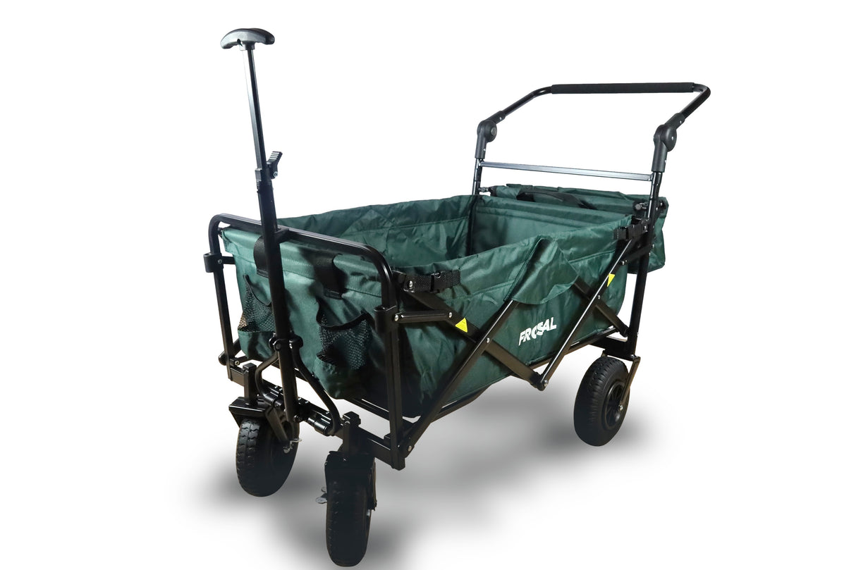 FROSAL Bollerwagen Nick PRO grün faltbar mit Schiebegriff Dach & Bremse