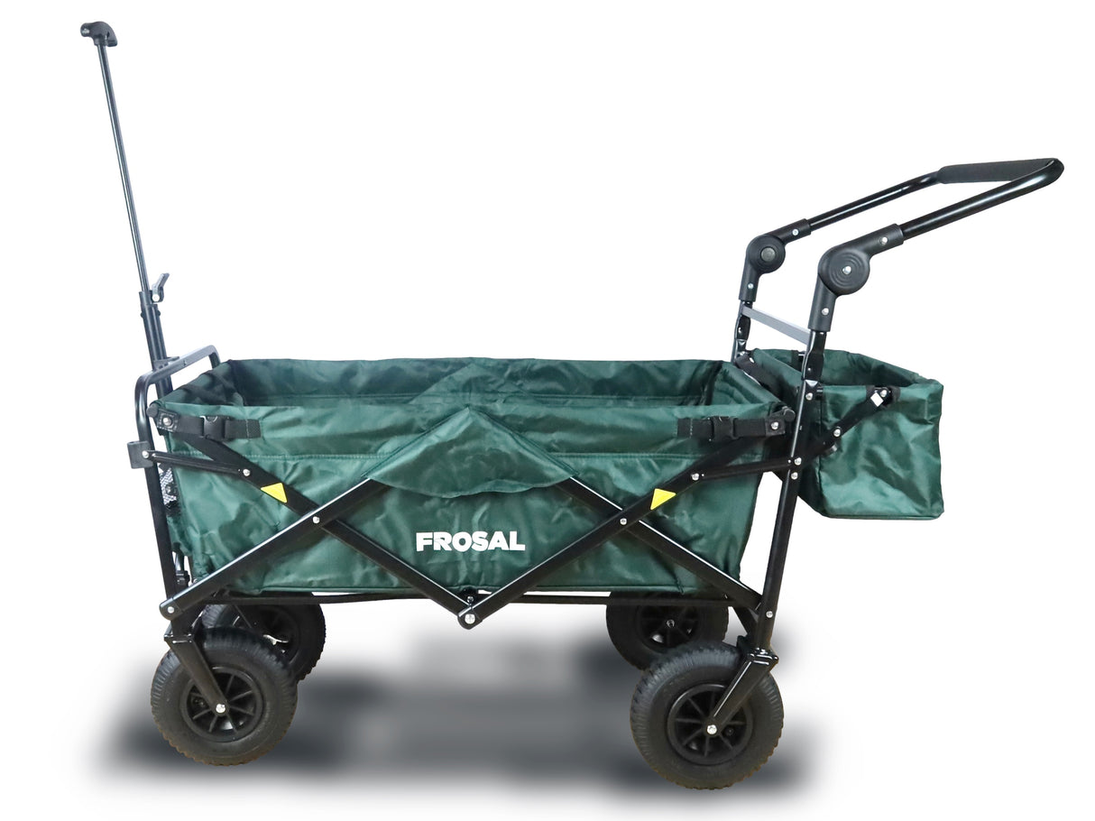 FROSAL Bollerwagen Nick PRO grün faltbar mit Schiebegriff Dach & Bremse