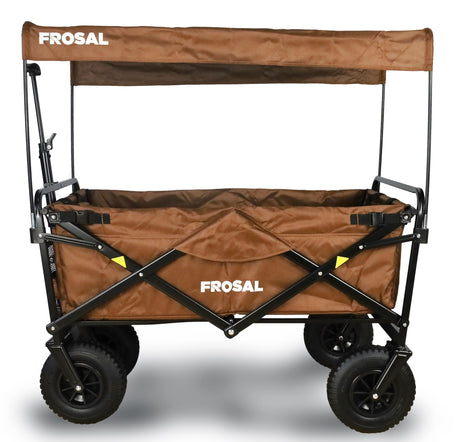 FROSAL Bollerwagen Nick faltbar mit Luftreifen Bremse & Dach braun