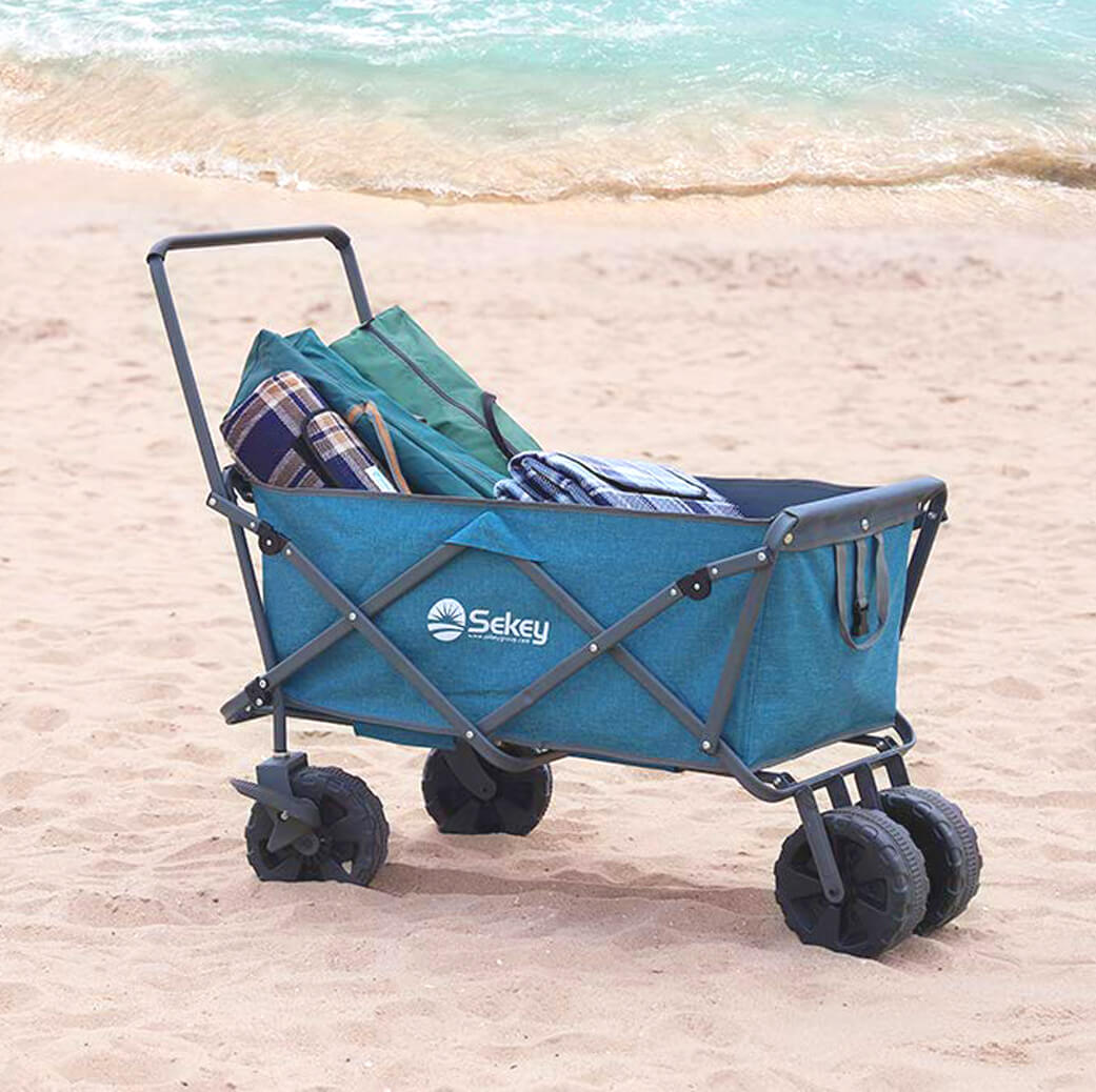 Sekey faltbarer Bollerwagen mit Schubstange - türkis