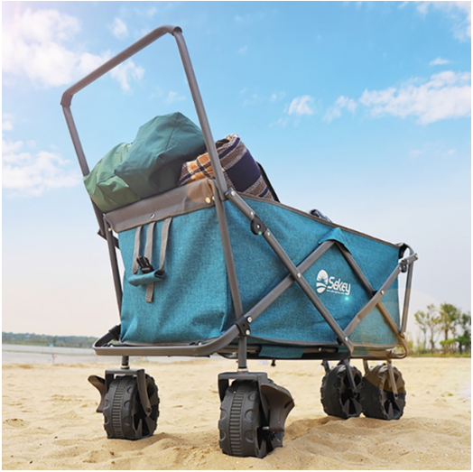 Sekey faltbarer Bollerwagen mit Schubstange - türkis