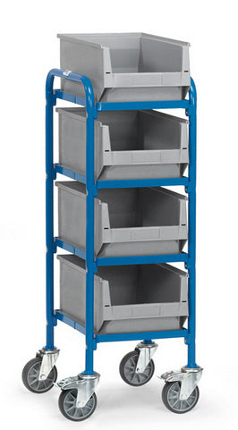 Fetra 32921 Beistellwagen mit vier Böden aus Holz und vier Sichtlagerkästen