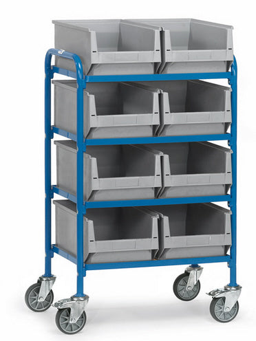 Fetra 32931 Beistellwagen mit vier Böden aus Holz und acht Sichtlagerkästen