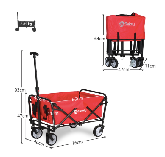 Sekey Mini faltbarer Bollerwagen in rot
