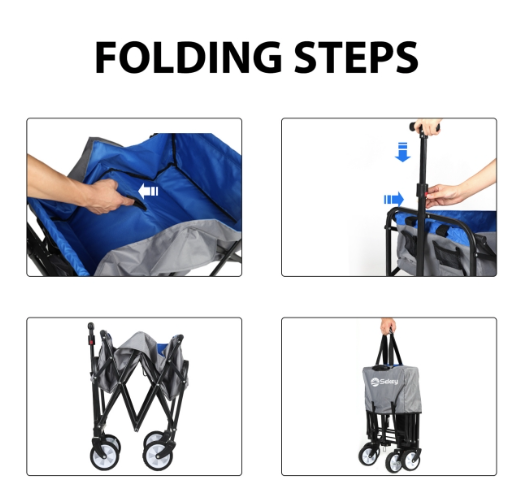 Sekey Mini faltbarer Bollerwagen in blau-grau