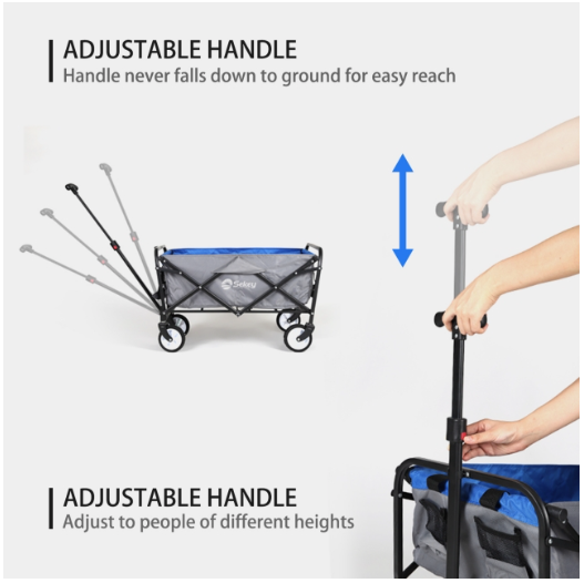 Sekey Mini faltbarer Bollerwagen in blau-grau
