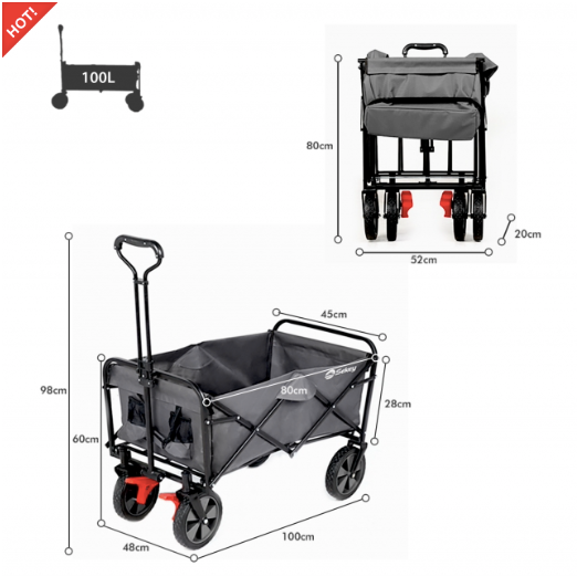 Sekey faltbarer Bollerwagen mit Bremse in grau
