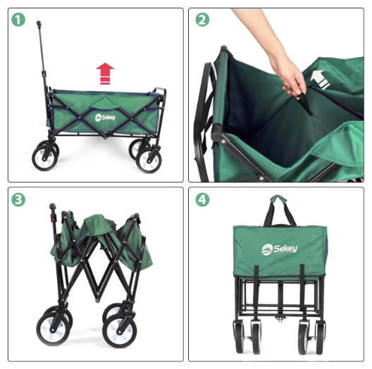 Sekey faltbarer Bollerwagen in Grün