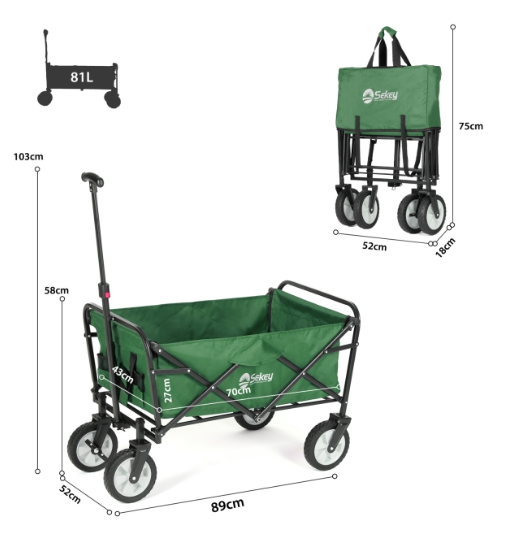 Sekey faltbarer Bollerwagen in Grün