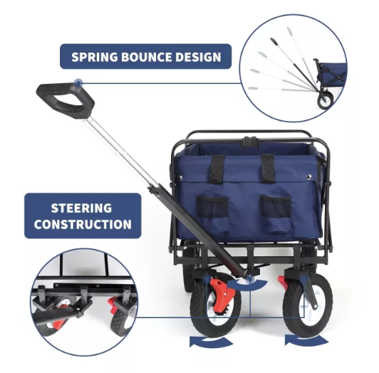 Sekey faltbarer Bollerwagen in blau, 102L