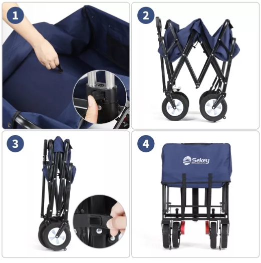 Sekey faltbarer Bollerwagen in blau, 102L