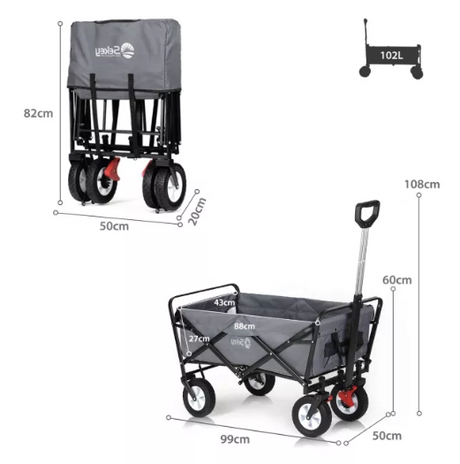 Sekey faltbarer Bollerwagen in grau, 102L