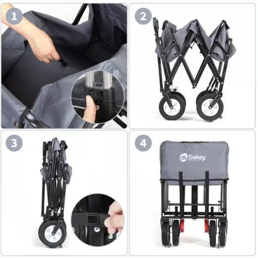 Sekey faltbarer Bollerwagen in grau, 102L