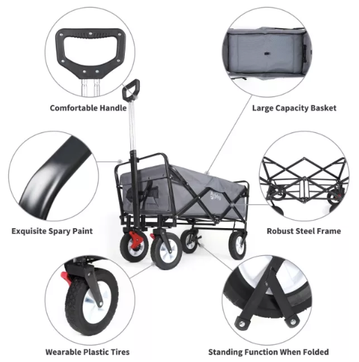 Sekey faltbarer Bollerwagen in grau, 102L