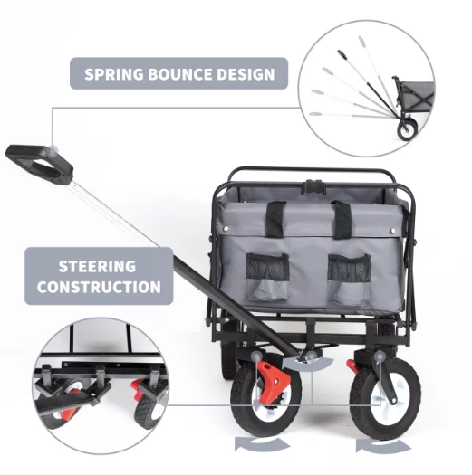 Sekey faltbarer Bollerwagen in grau, 102L