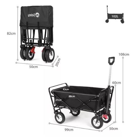 Sekey faltbarer Bollerwagen in schwarz, 102L