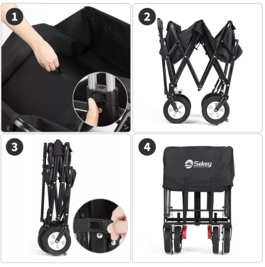 Sekey faltbarer Bollerwagen in schwarz, 102L