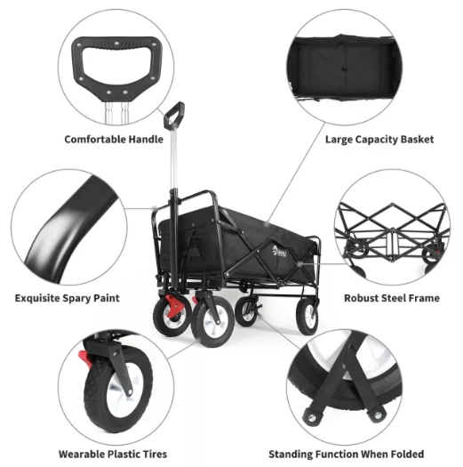 Sekey faltbarer Bollerwagen in schwarz, 102L