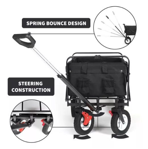 Sekey faltbarer Bollerwagen in schwarz, 102L