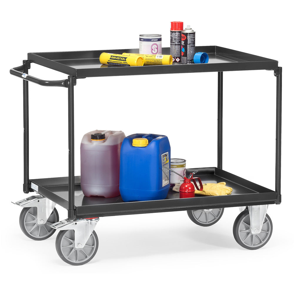 Fetra 4820 7016, 4822 7016 Tischwagen mit zwei Blechwannen "GREY EDITION" 400 kg, Griff waagerecht