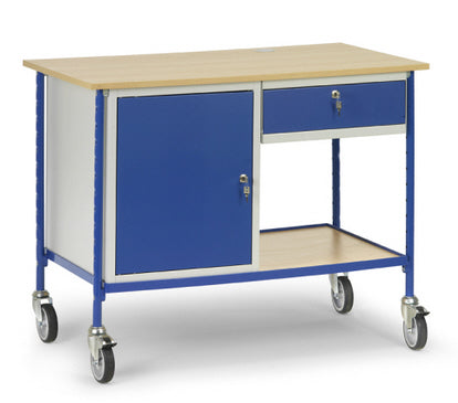 Fetra 5866 Rolltisch mit Tastaturschublade und Stahlschrank