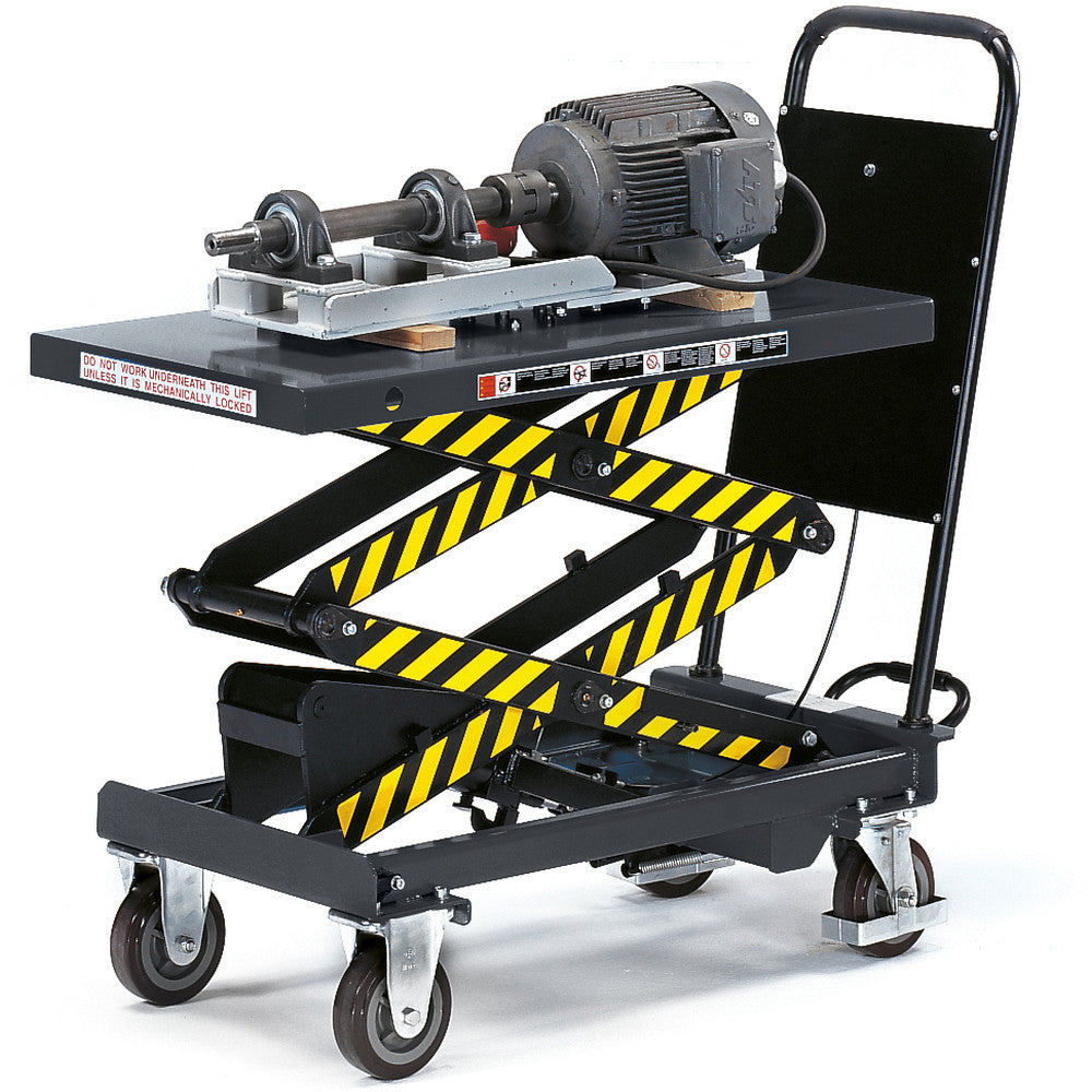 Fetra 6836/6837 Hubtischwagen bis 500 kg, Rohrschiebebügel feststehend verschraubt, Doppelschere