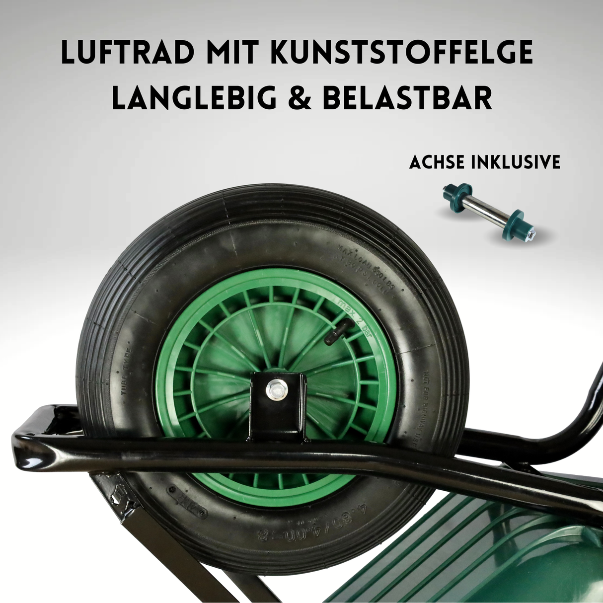 FROSAL Schubkarrenrad 400 (380) mm | Luftrad Schubkarre | Ersatzrad 4.80 / 4.00-8