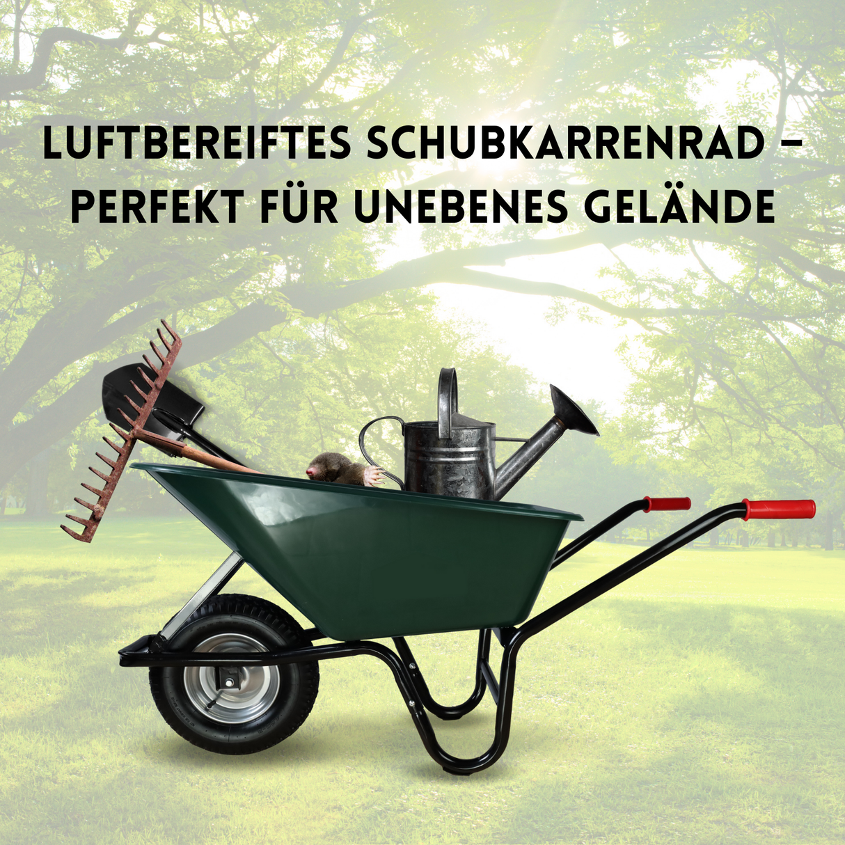 FROSAL Schubkarrenrad 400 (380) mm | Luftrad Schubkarre | Ersatzrad 4.80 / 4.00-8 Stahlfelge silber