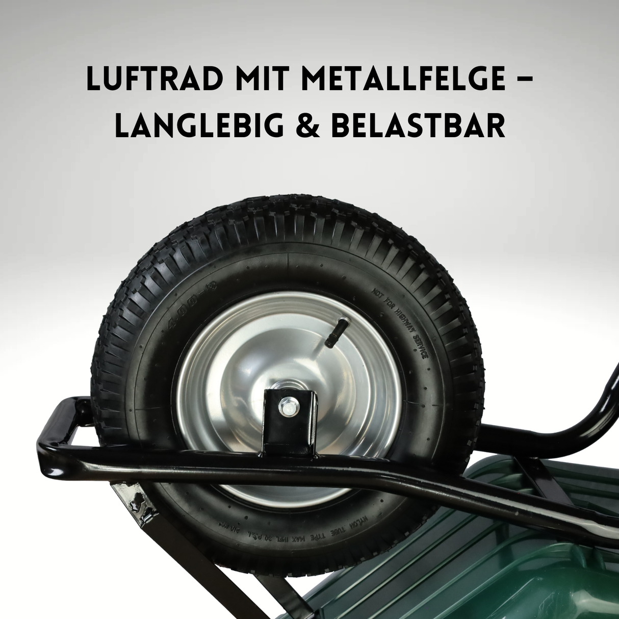 FROSAL Schubkarrenrad 400 (380) mm | Luftrad Schubkarre | Ersatzrad 4.80 / 4.00-8 Stahlfelge silber