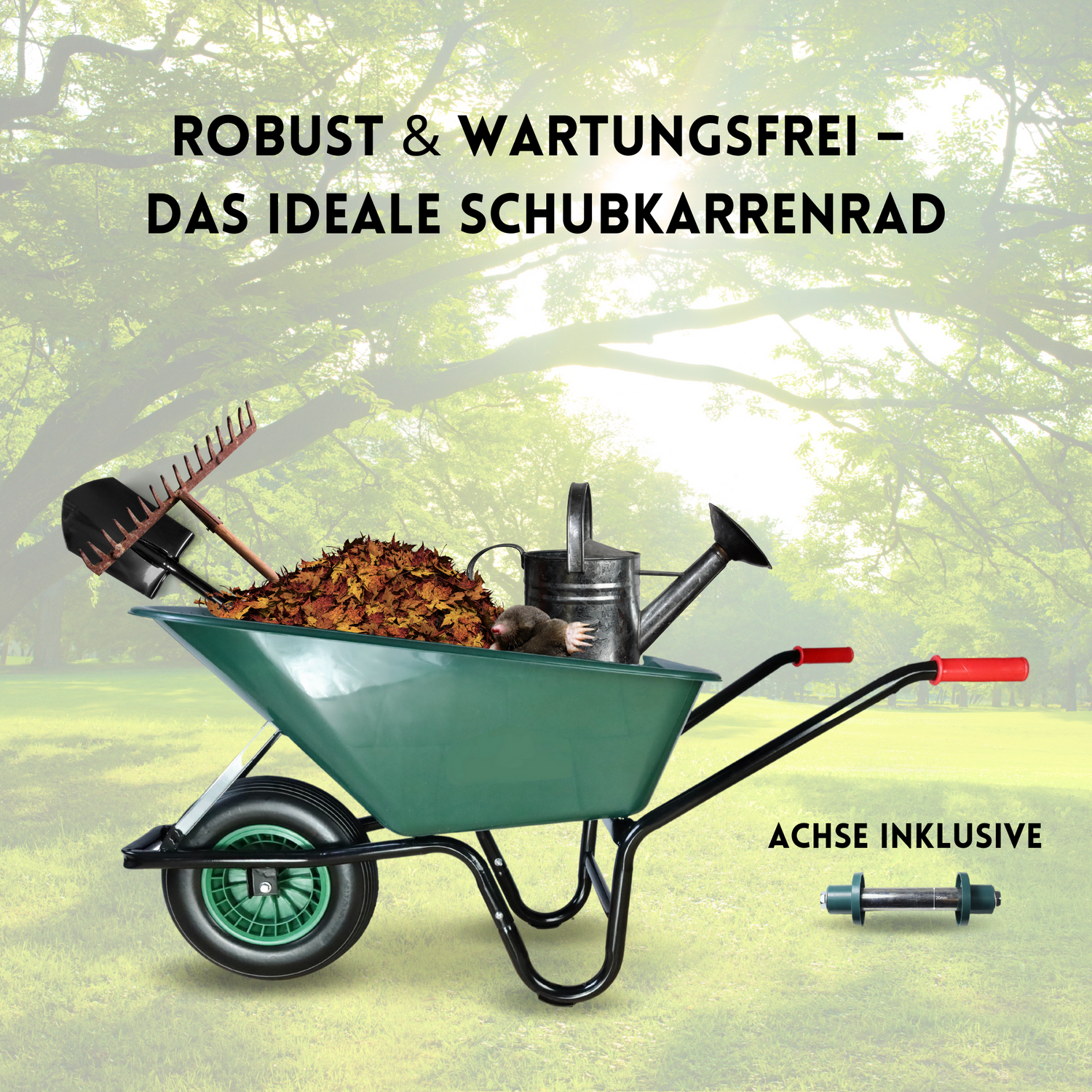 FROSAL PU Schubkarrenrad 400 pannensicher | Rad Vollgummi Schubkarre | Ersatzrad 4.80/4.00-8 Kunstst