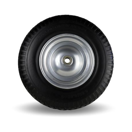 FROSAL PU Schubkarrenrad 400 (380)mm pannensicher | Ersatzrad 4.80/4.00-8 Stahlfelge silber ohne Achse