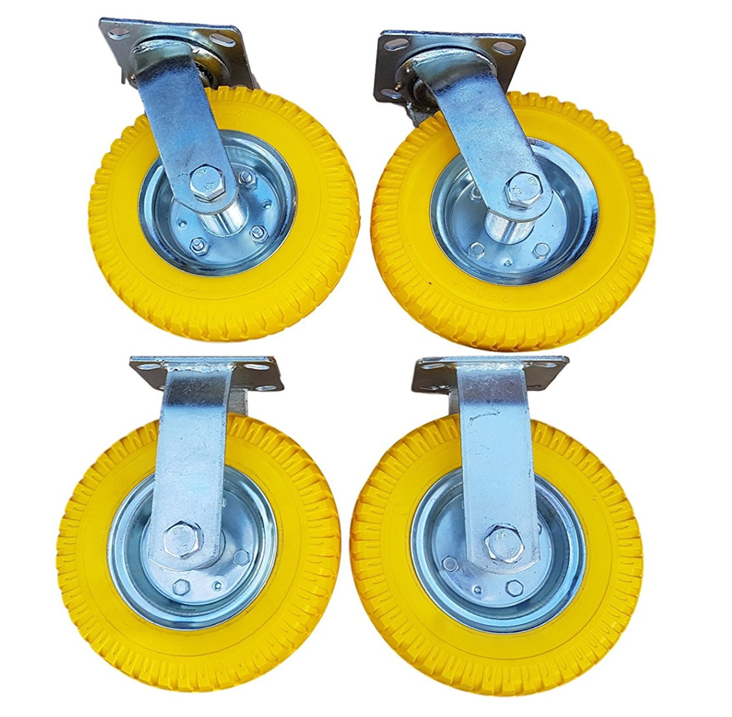 2 x Frosal Bockrolle + 2 x Lenkrolle 8 " 2.50-4 als 4 tlg. Set | PU Rad Ø 210 mm pannensicher auf St