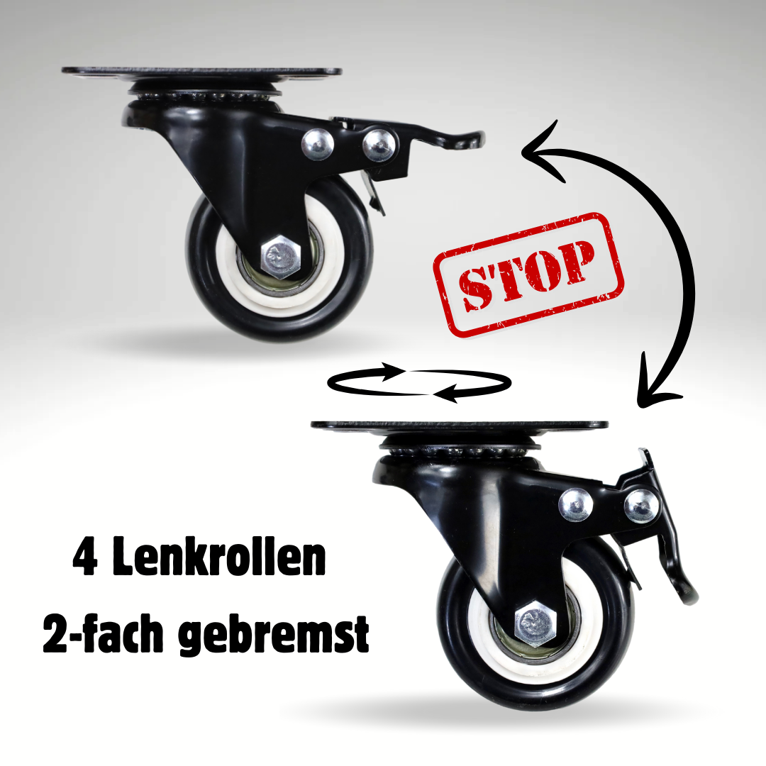 FROSAL Lenkrollen mit Bremse | ø50mm | 80kg Tragkraft | 360° drehbar - 4er Set
