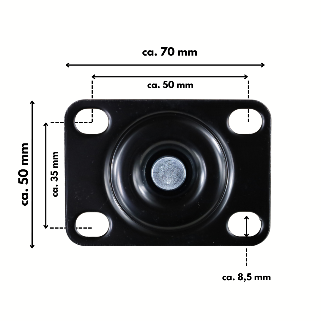 FROSAL Lenkrollen mit Bremse | ø50mm | 80kg Tragkraft | 360° drehbar - 4er Set