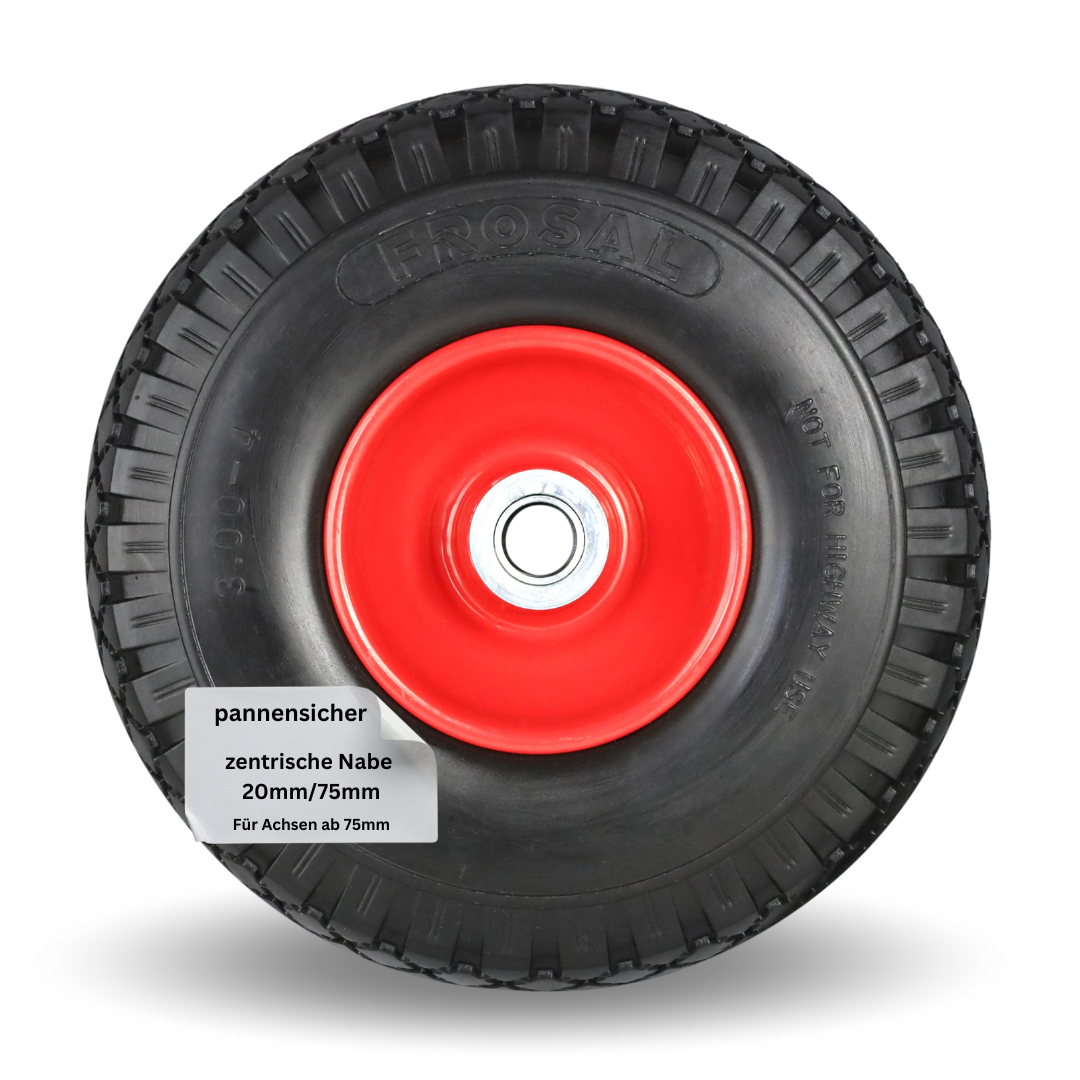 FROSAL pannensichere Ersatzräder 260×80 mm für Bollerwagen & Sackkarre | PU Rad auf Stahlfelge | Achse Ø20×75 mm | Räder Transportkarre pannensicher 1 Stück