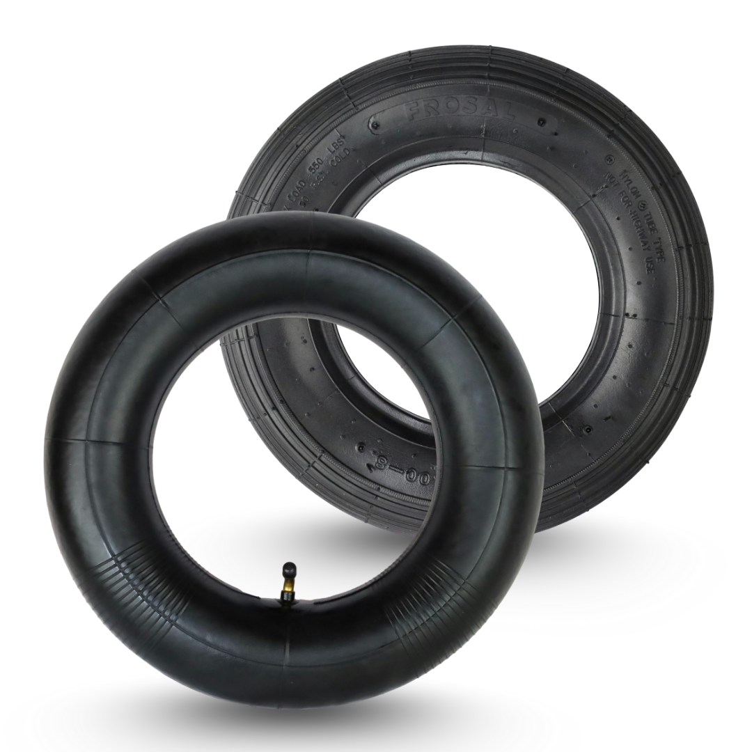 FROSAL Schubkarrenreifen 4.80/4.00-8 4PR inkl. Schlauch mit 90° Ventil | Mantel & Schlauch Set | Ersatzreifen für Schubkarre