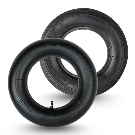 FROSAL Schubkarrenreifen 4.80/4.00-8 4PR inkl. Schlauch mit 90° Ventil | Mantel & Schlauch Set | Ersatzreifen für Schubkarre