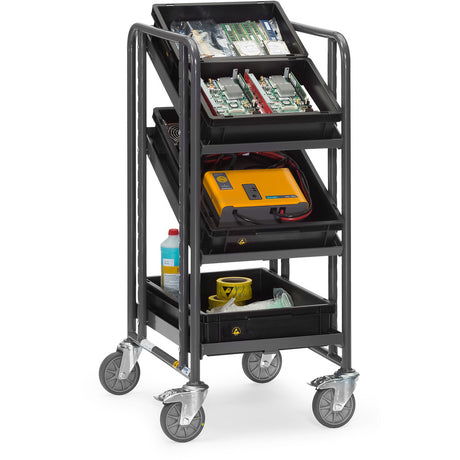 Fetra 9380 ESD-Eurokastenwagen mit drei offenen Etagenrahmen, 250 kg