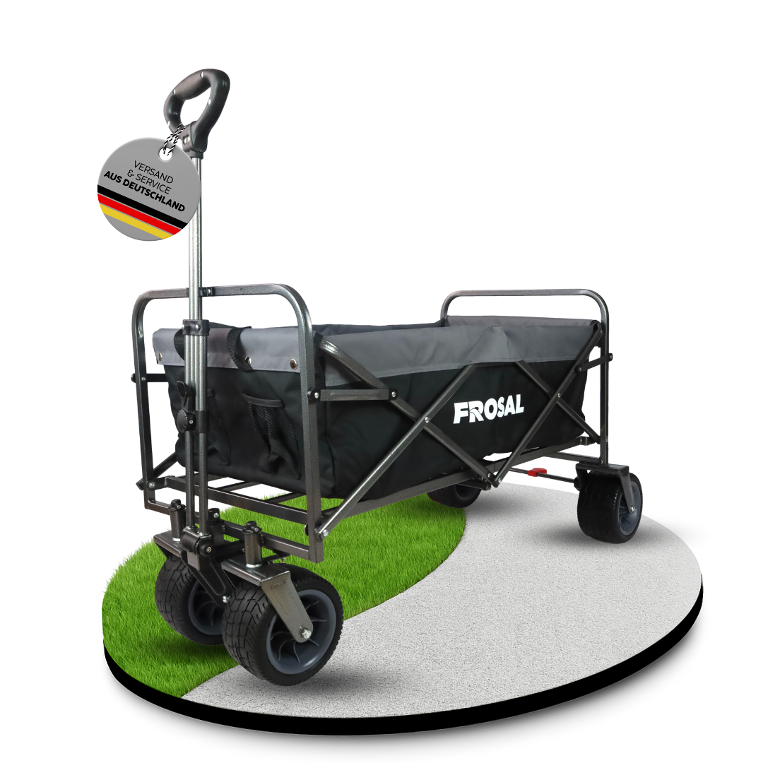 FROSAL Bollerwagen Alex faltbar schwarz/grau Strandwagen breite Reifen