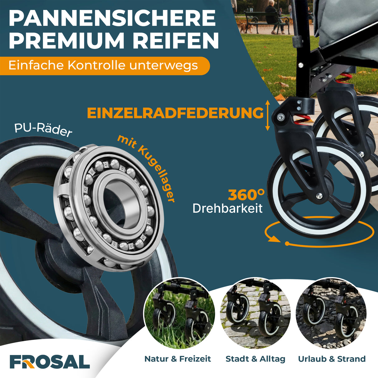 FROSAL Bollerwagen Paul grau faltbar Premium Handwagen