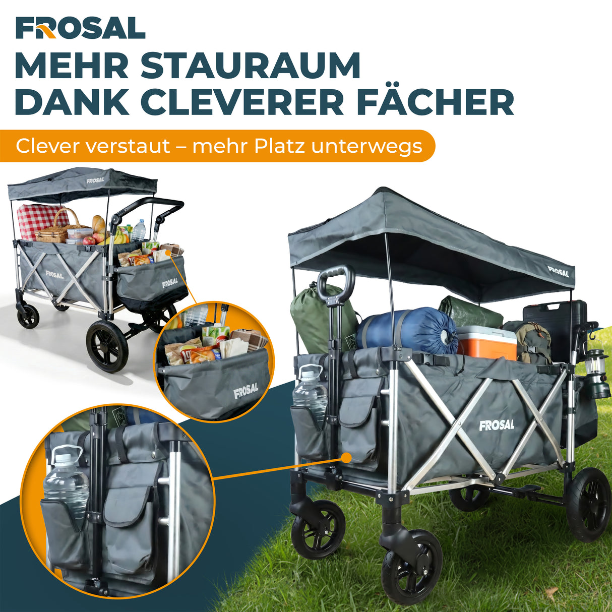 FROSAL Bollerwagen VICTOR faltbar für Kinder klappbar