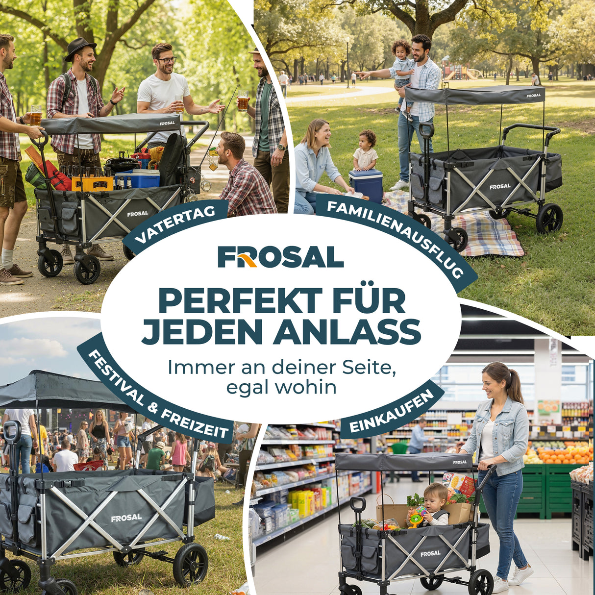 FROSAL Bollerwagen VICTOR faltbar für Kinder klappbar