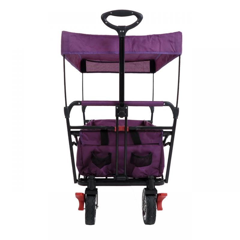 FUXTEC Bollerwagen CT-500PU purpur mit Sonnendach faltbar