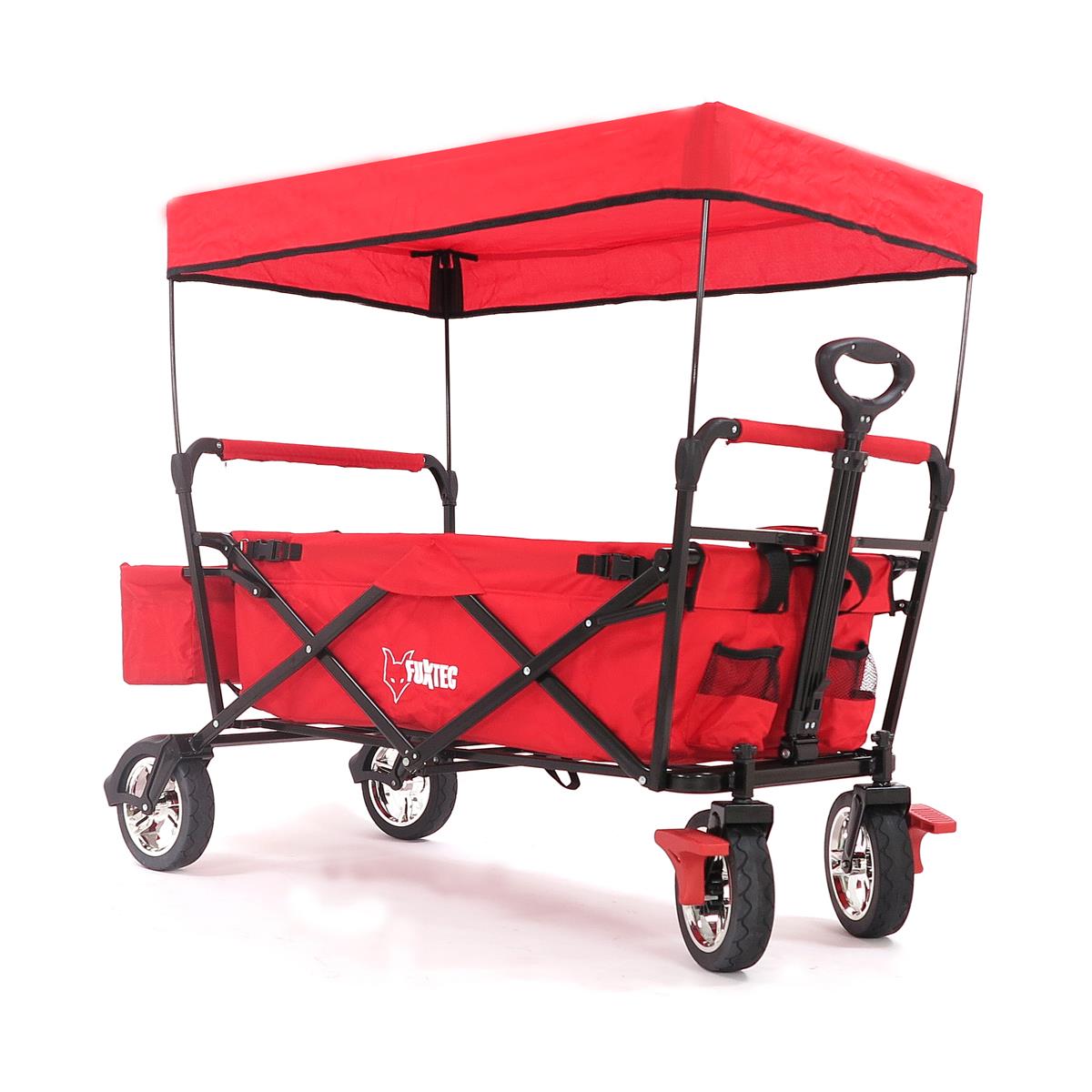 FUXTEC Bollerwagen CT-500 rot mit Sonnendach faltbar