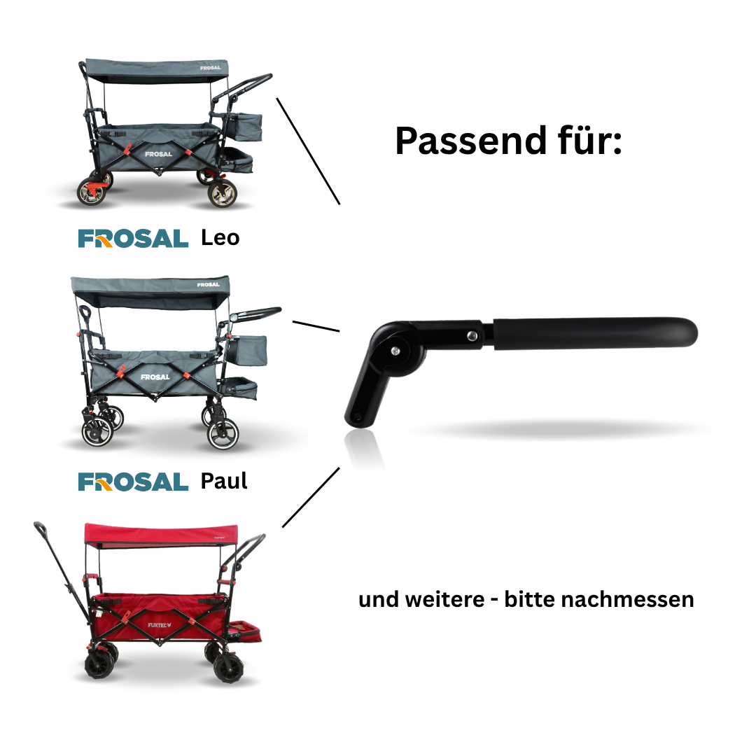 FROSAL Ersatz Schiebegriff inkl. 2 Kippgelenke für Frosal Leo & Paul Bollerwagen | Original Ersatzteil | ca. 43,5 x 33 cm | Ø 22 mm | nicht zum Nachrüsten geeignet | stabil & langlebig