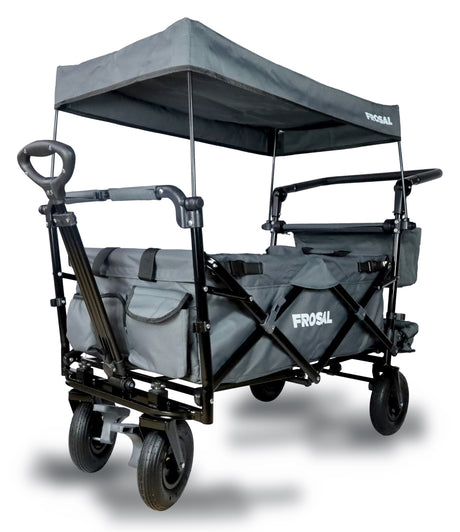 FROSAL Faltbarer Bollerwagen Leo grau mit Luftreifen