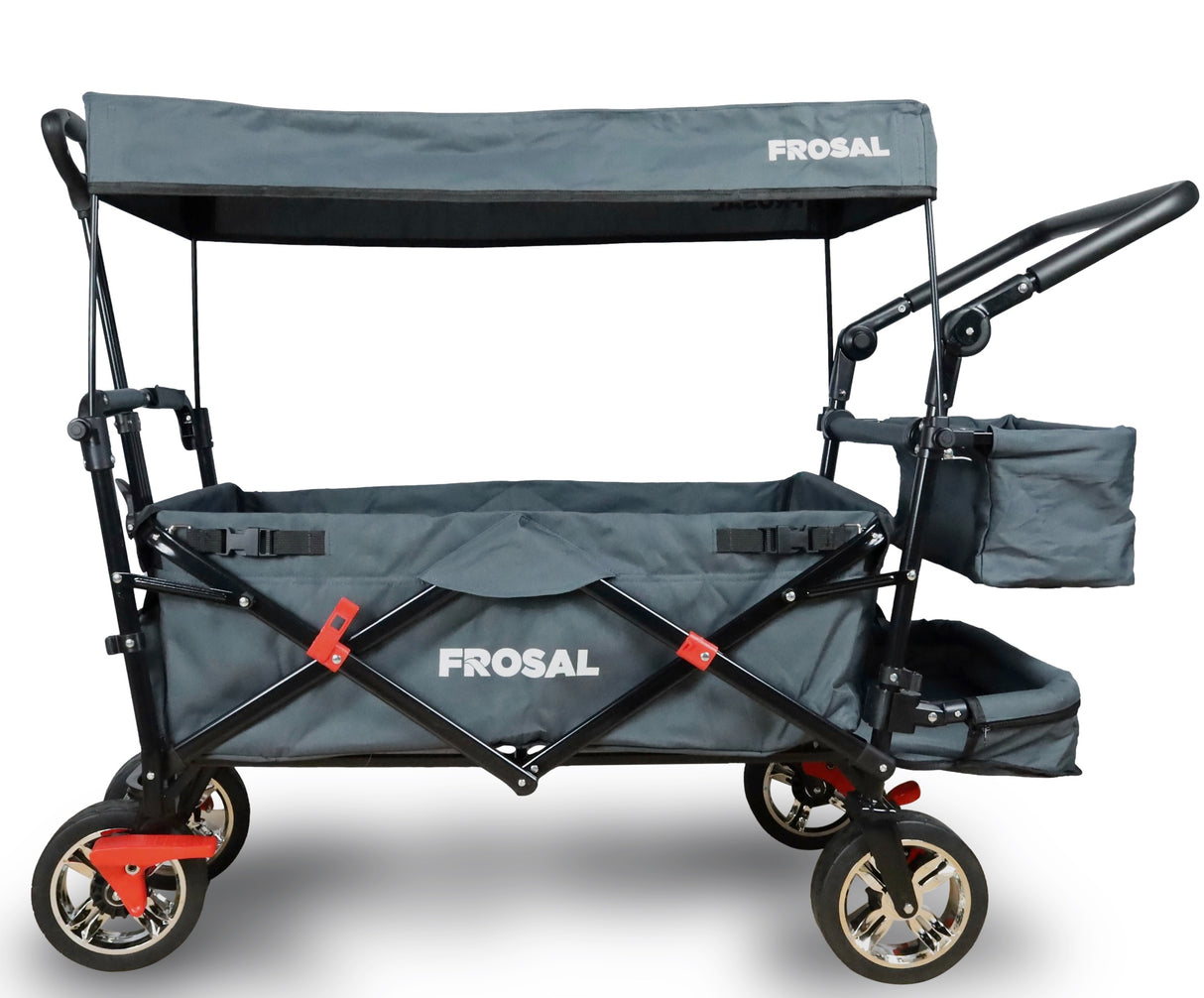 Bollerwagen Frosal Leo grau inkl. Regenverdeck