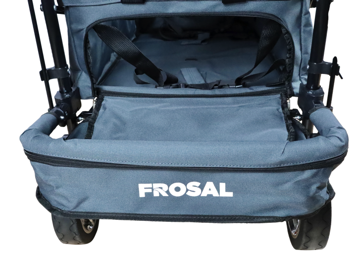 FROSAL Faltbarer Bollerwagen Leo mit Sonnendach und Stauraumerweiterung